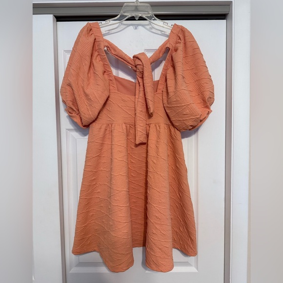 Brand New Free People Orange Textured Mini Dress - Size Medium - Picture 10 of 12
